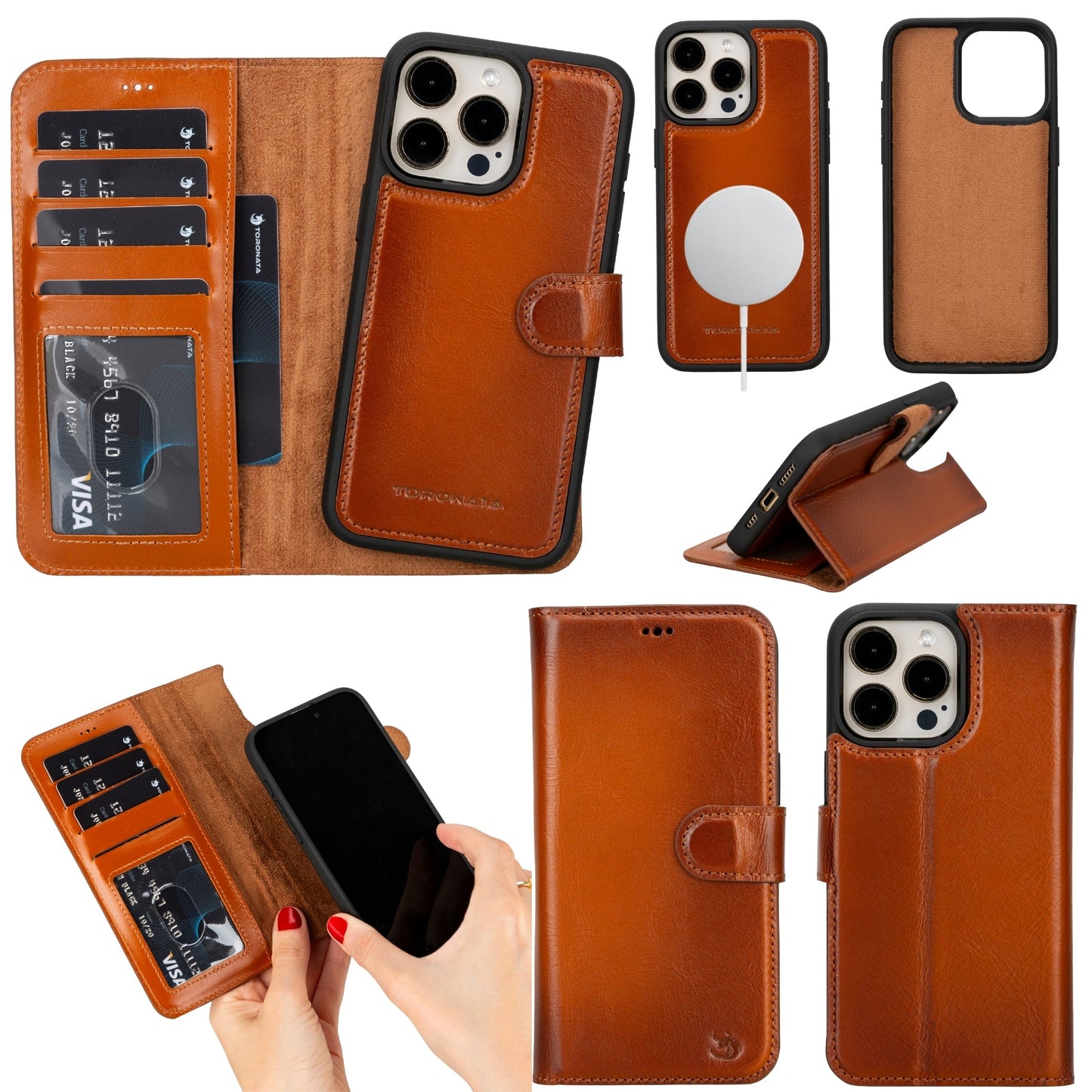 Casper Leather iPhone 15 Pro Max Wallet Case | Detachable MagSafe Compatible RFID Protection-5