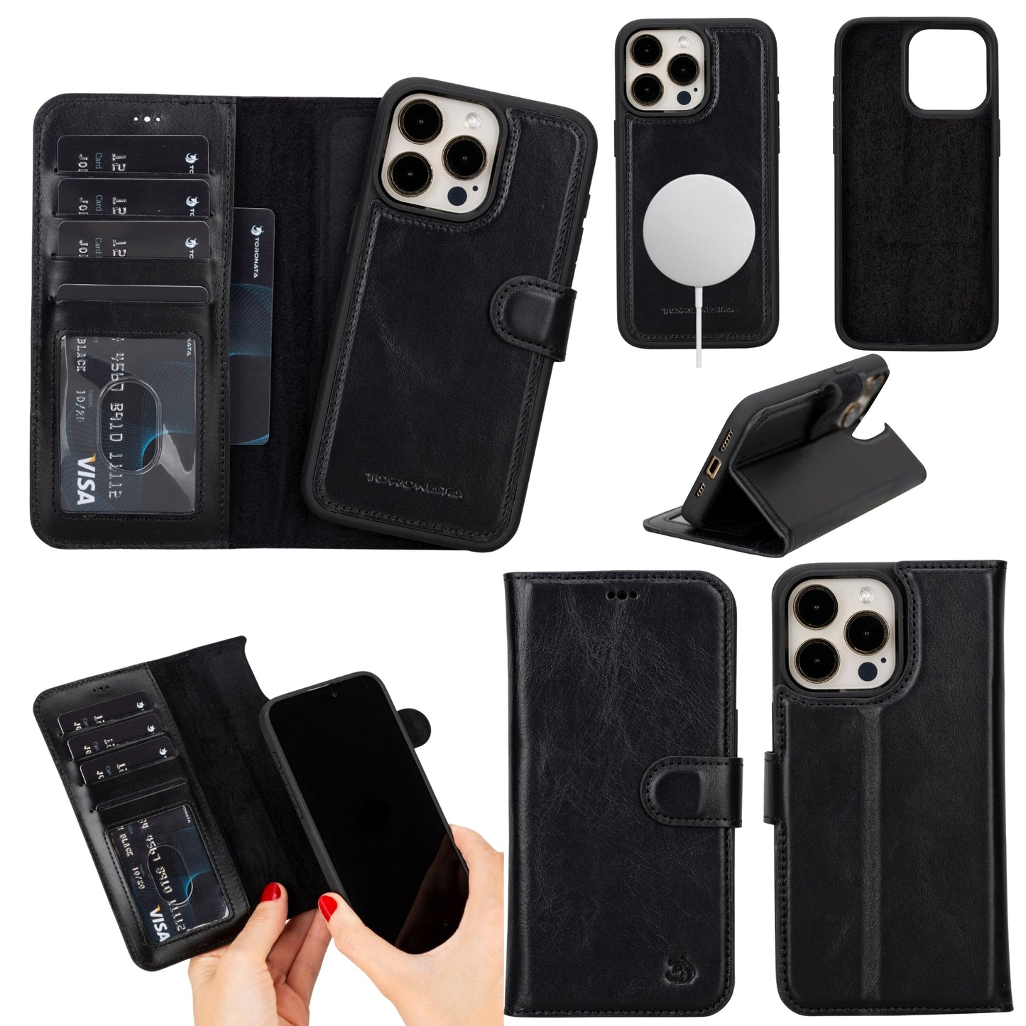 Casper Leather iPhone 15 Pro Max Wallet Case | Detachable MagSafe Compatible RFID Protection-6