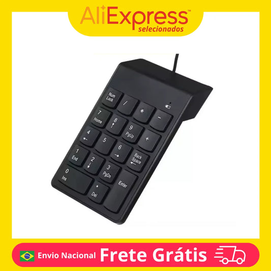 Mini Portable Numeric Keyboard USB 18 Keys Compact Ideal PC and Notebook Quick Connection and Practice Typing and Calculation Office