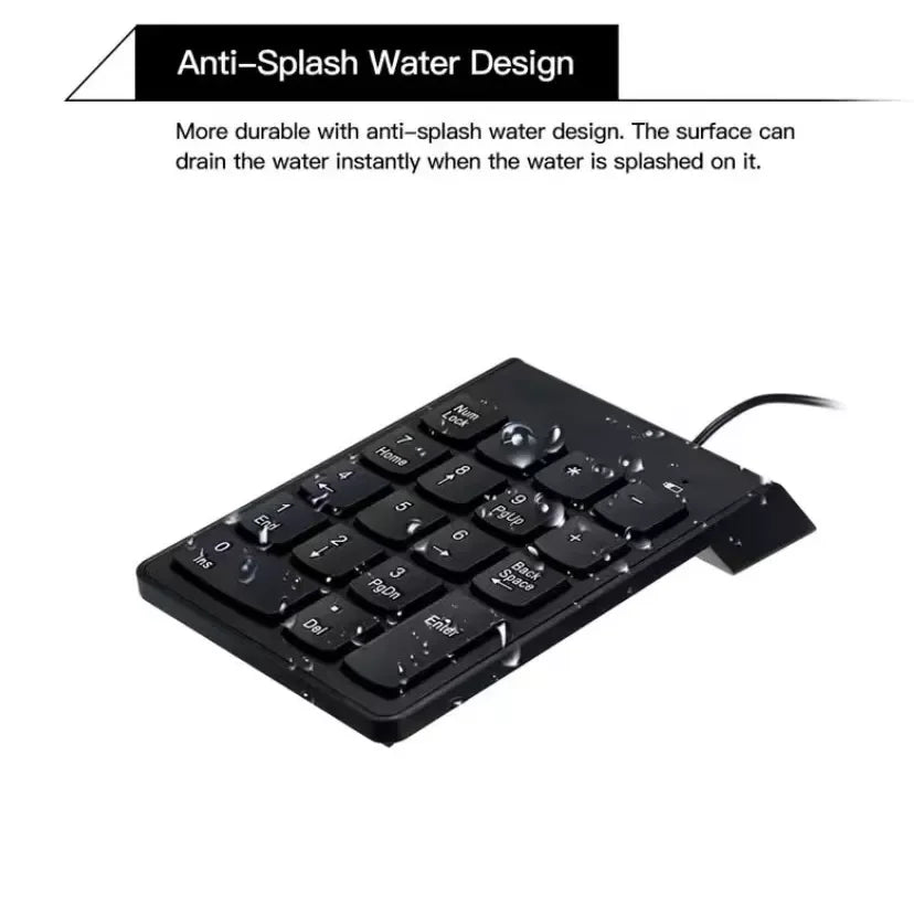 Mini Portable Numeric Keyboard USB 18 Keys Compact Ideal PC and Notebook Quick Connection and Practice Typing and Calculation Office