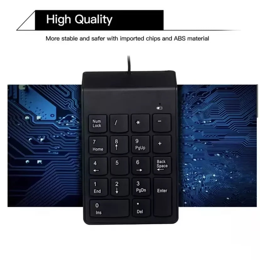 Mini Portable Numeric Keyboard USB 18 Keys Compact Ideal PC and Notebook Quick Connection and Practice Typing and Calculation Office