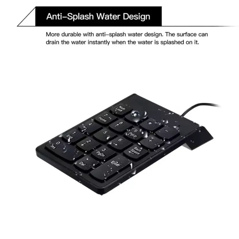 Mini Portable Numeric Keyboard USB 18 Keys Compact Ideal PC and Notebook Quick Connection and Practice Typing and Calculation Office