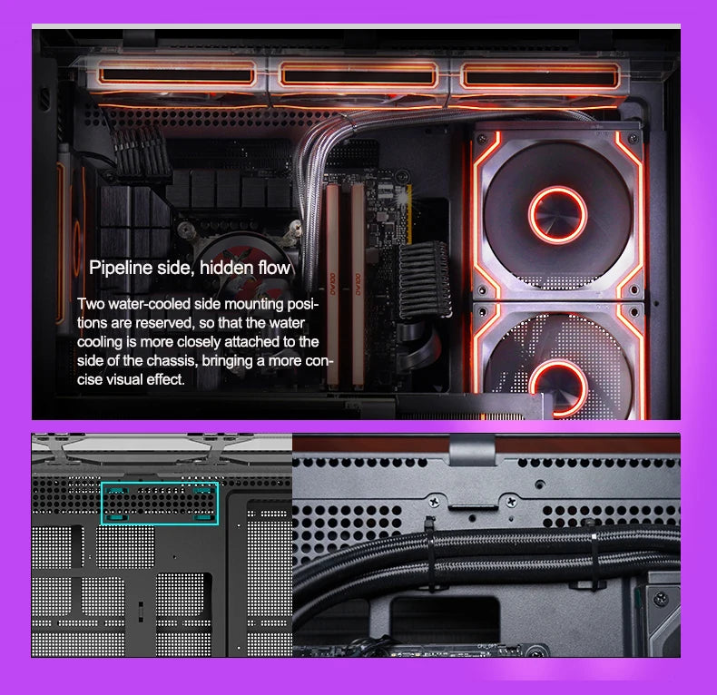 X-GAMERX HUANYI WING MATX Seaview room Case Vertical Desktop Computer 360 Water-cooled Chassis TYPE-C Interface With Screen