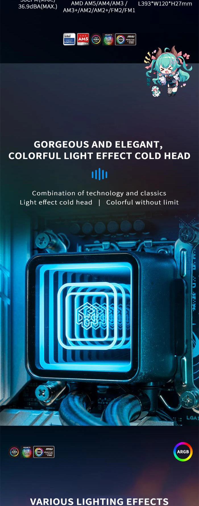 PADO BM360 Cpu Cooler  ARGB Fan Liquid Heatsink Integrated Radiator 360mm Water Cooling For Intel LGA 115X 1700 1851 AMD AM5 AM4
