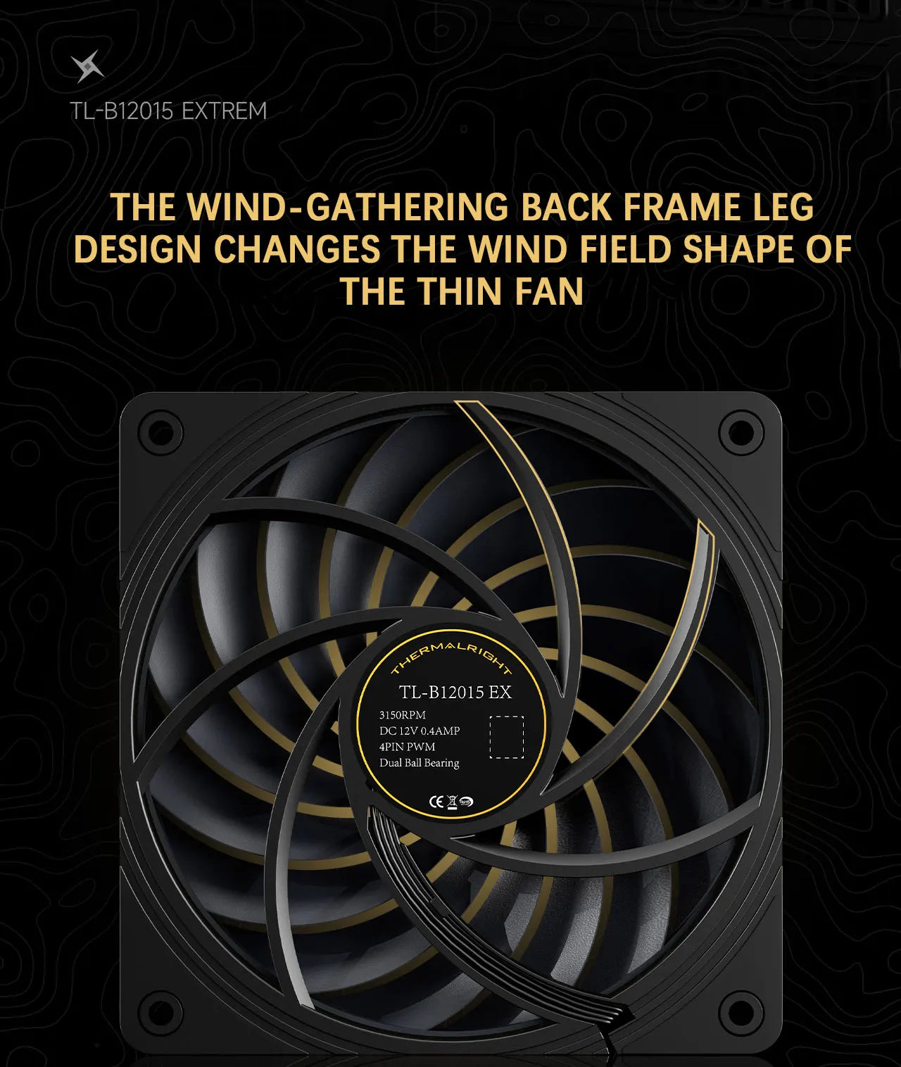 Thermalright TL-B12015 EXTREM 12cm chassis cooling fan/120x120x15mm/LCP fan blades/double ball bearings/low noise/PPS frame