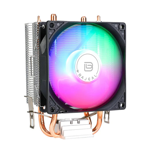 Bajeal A200 CPU Cooler 2 Heatpipes 90mm Backlit Fan Compatible with Intel 1155/AMD Multi-Platforms Dual-Heat Full Compatibility