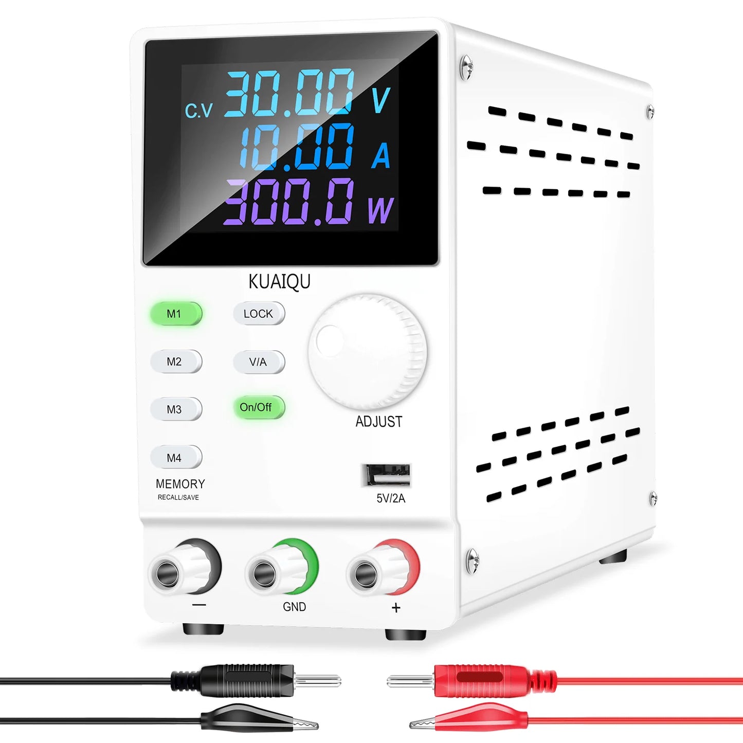 KUAIQU DC Power Supply Variable, 30V 10A Programmable Adjustable Regulated Lab Bench Power Supply with PC Software,Output Switch
