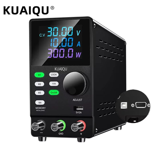KUAIQU DC Power Supply Variable, 30V 10A Programmable Adjustable Regulated Lab Bench Power Supply with PC Software,Output Switch