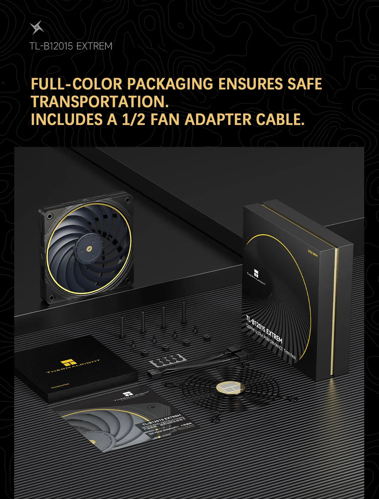 Thermalright TL-B12015 EXTREM 12cm chassis cooling fan/120x120x15mm/LCP fan blades/double ball bearings/low noise/PPS frame