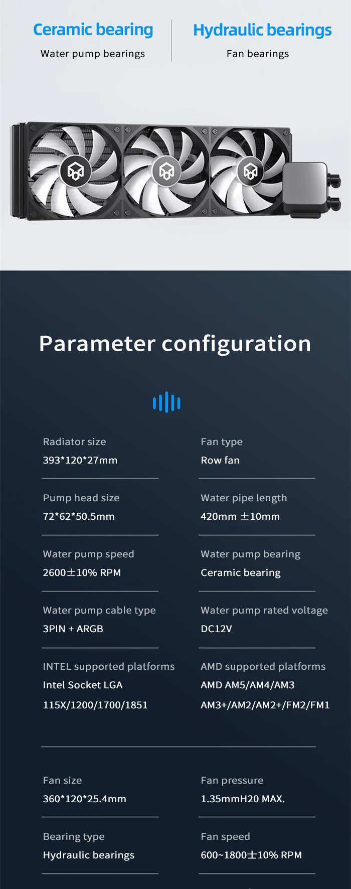 PADO BM360 Cpu Cooler  ARGB Fan Liquid Heatsink Integrated Radiator 360mm Water Cooling For Intel LGA 115X 1700 1851 AMD AM5 AM4