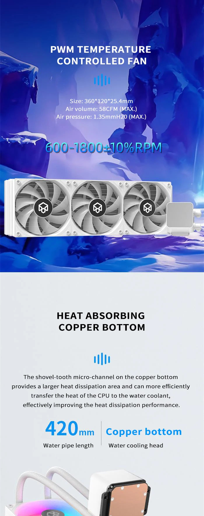 PADO BM360 Cpu Cooler  ARGB Fan Liquid Heatsink Integrated Radiator 360mm Water Cooling For Intel LGA 115X 1700 1851 AMD AM5 AM4